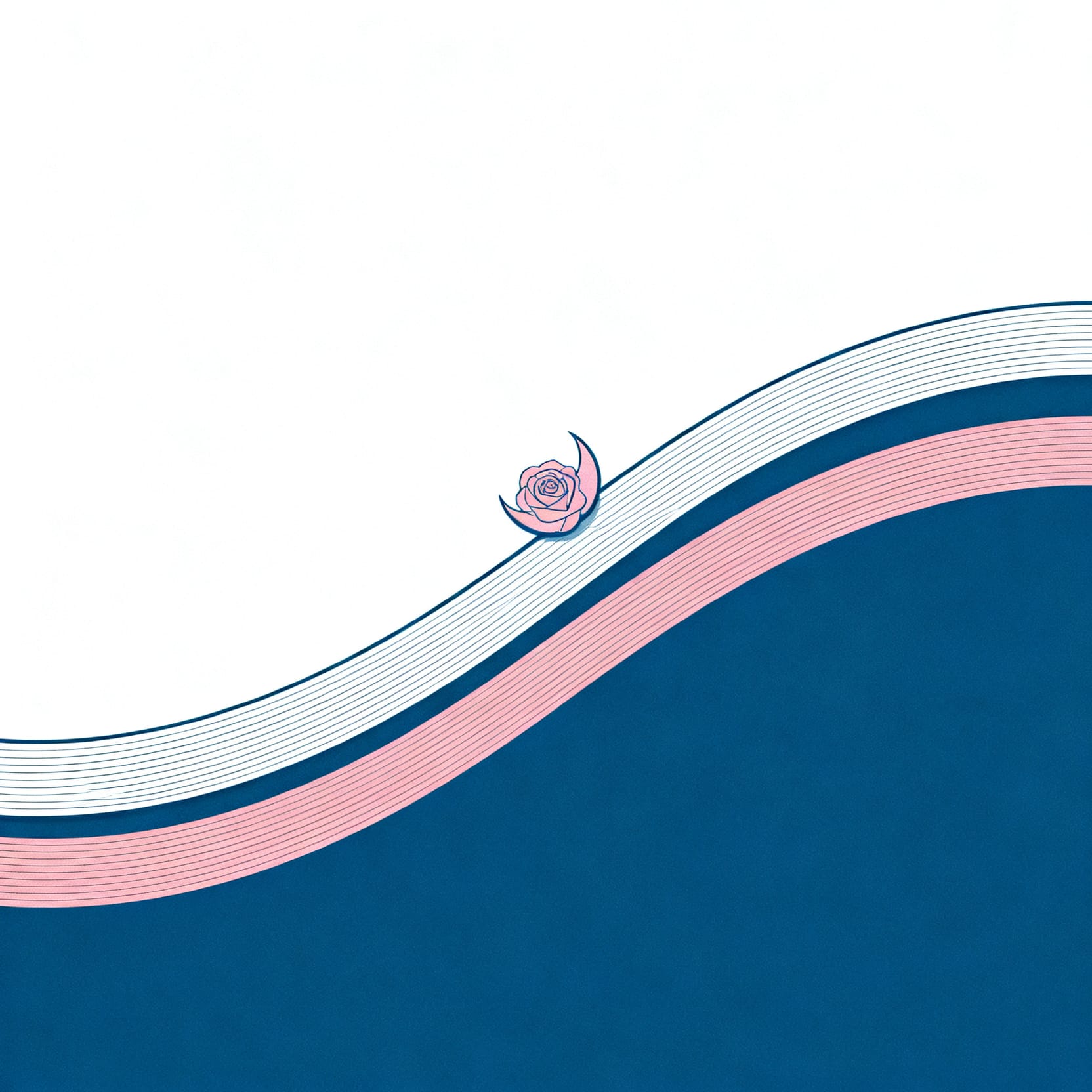 Abstract cover illustration of two long curved lines lying side by side and nested closely like calm waves, with a small